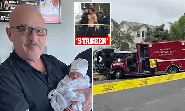 Grandfather charging his Tesla is stabbed by homeless man... then a second STEALS the ambulance that could have saved him, heartbroken family say