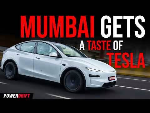 TESLA MODEL Y MEETS MUMBAI ft. Vada Pav | First Drive | PowerDrift