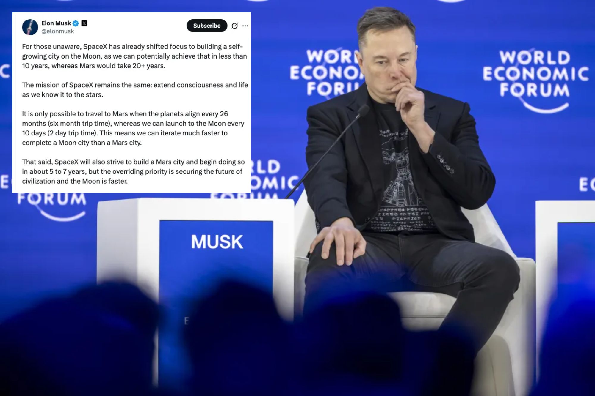 Elon Musk reveals SpaceX to focus on ‘self-growing city’ on the moon instead of Mars