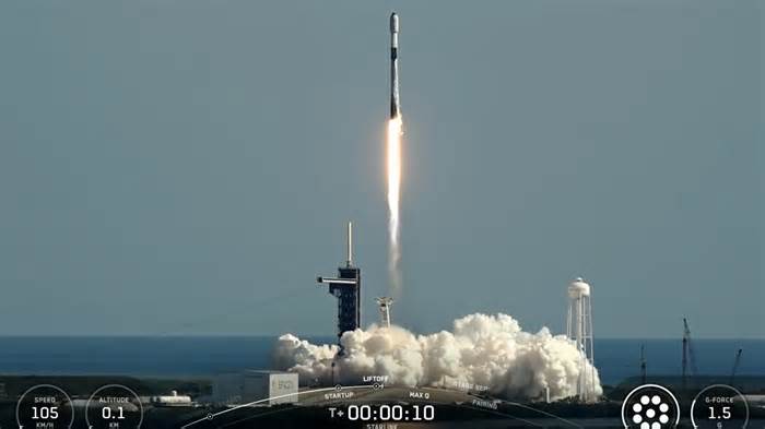 SpaceX launches 27 Starlink satellites from Florida, lands rocket on ship at sea