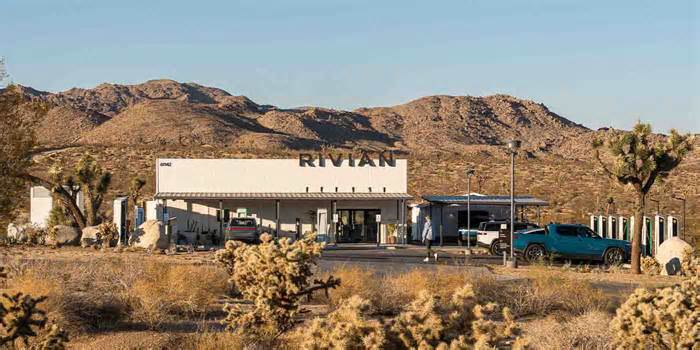 Rivian adds first Tesla/NACS plugs to its Rivian Adventure Network chargers