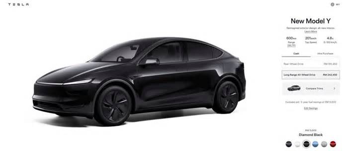 Tesla Model Y Juniper updated in Malaysia – LR AWD now with 600 km WLTP, new Diamond Black hue for EV
