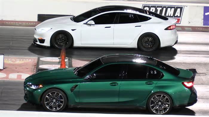 Tesla Model S Plaid's Drag Race Launch Is So Brutal, BMW M3 Just Gives Up