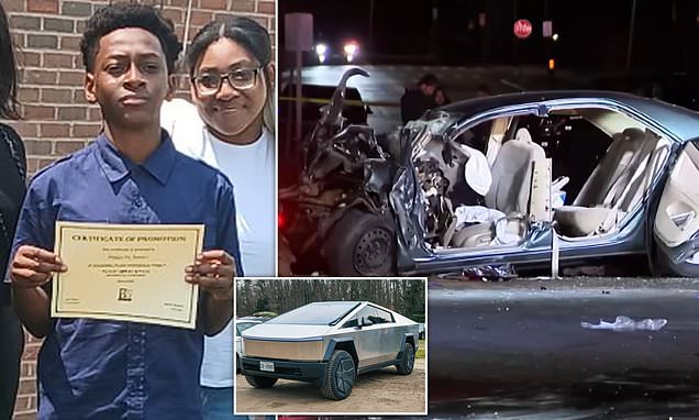 Gentle schoolboy, 14, killed on Christmas Day after vile Tesla Cybertruck driver smashed into his family's Toyota before fleeing scene