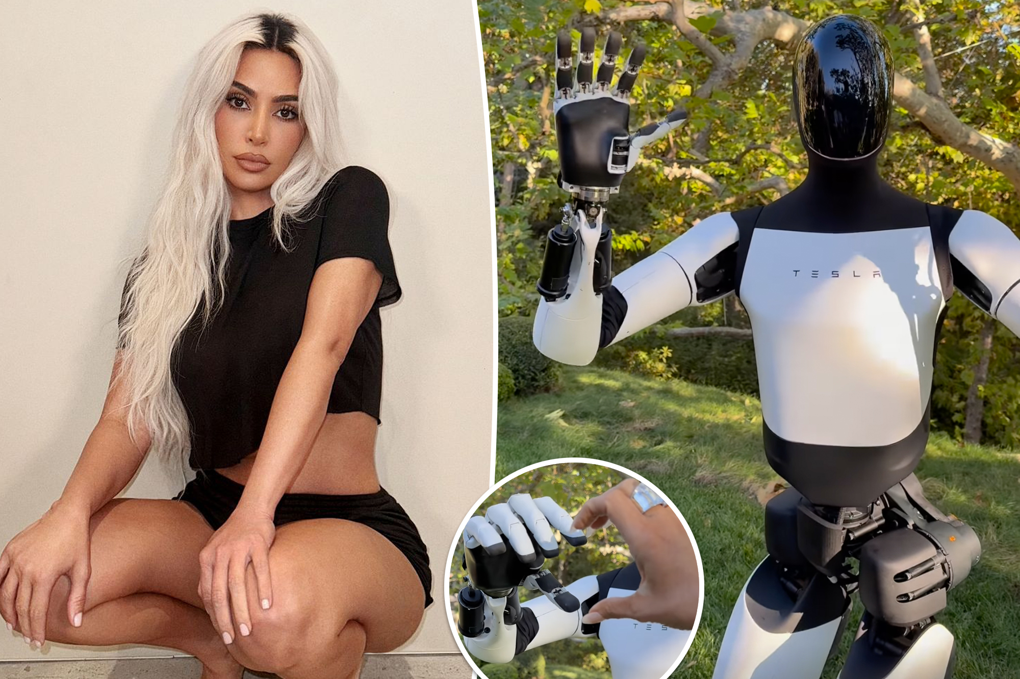 Fans react after single Kim Kardashian hangs out with $30K Tesla robot: ‘Low-maintenance boyfriend’
