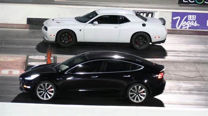 Tesla's Entry-Level Silent Assassin Humiliates Hellcat Twice, Even With a 250-HP Handicap