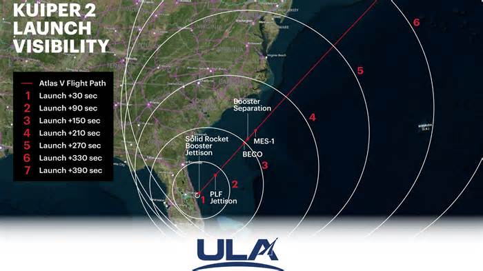 Amazon-ULA rocket launch from Cape Canaveral, Florida, may be visible in Fort Myers, Cape Coral
