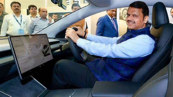 IN PICS: Maharashtra CM Devendra Fadnavis Welcomes Tesla In India After Launch Of Model Y & Model 3 In Mumbai